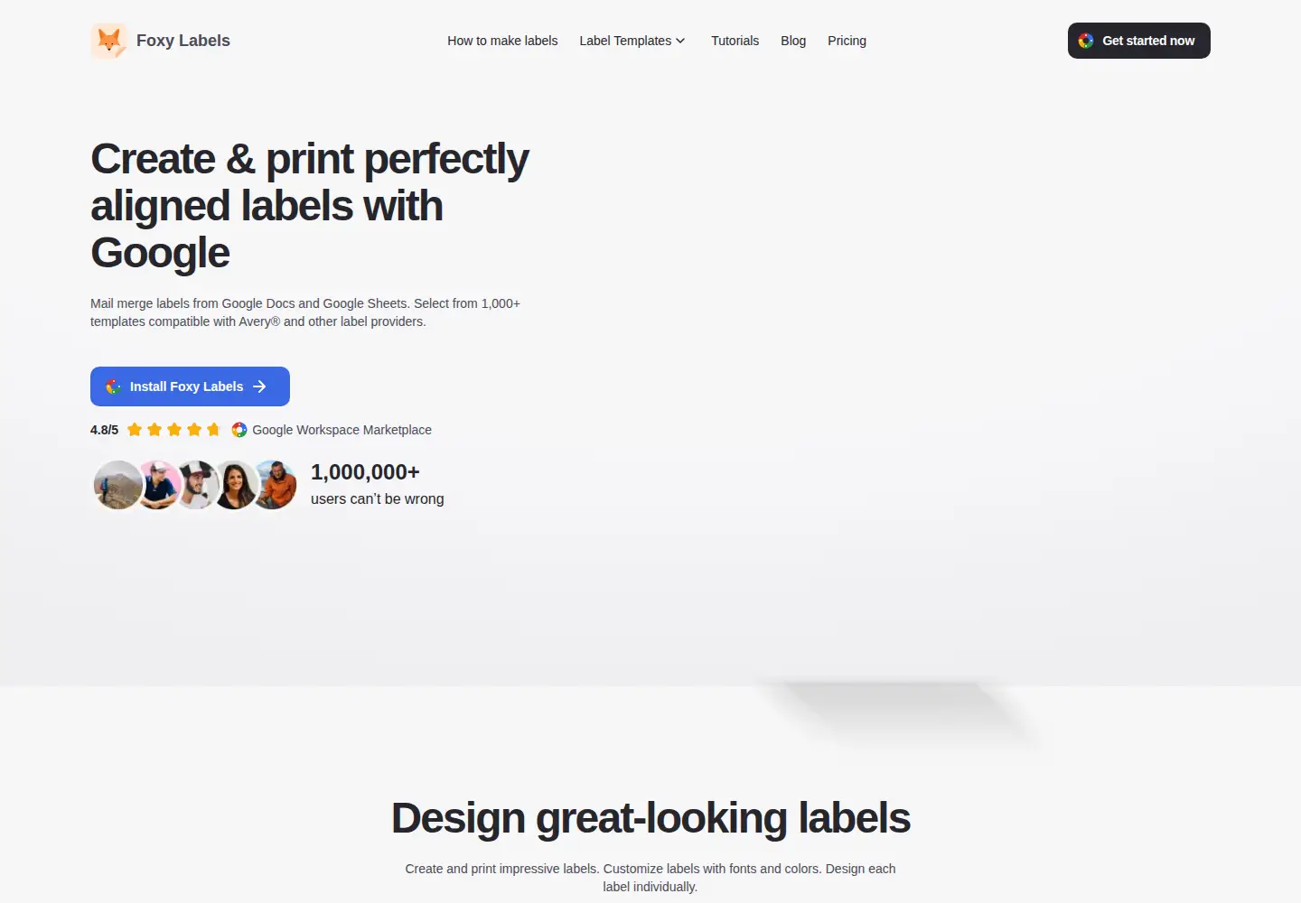 Screenshot of foxylabels.com