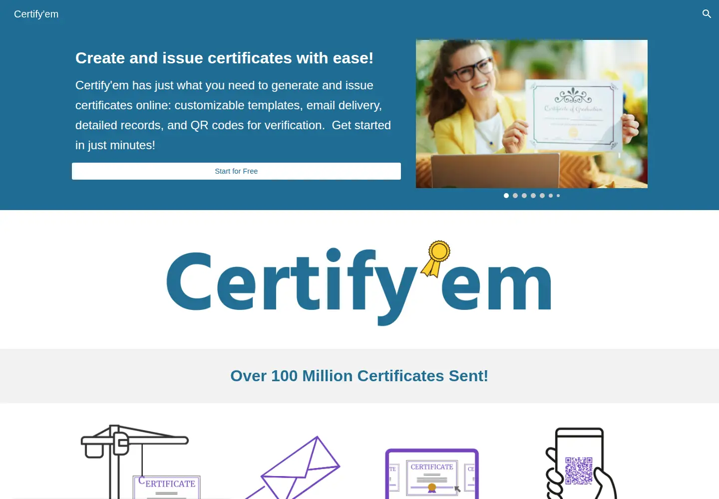 Screenshot of certifyem.com