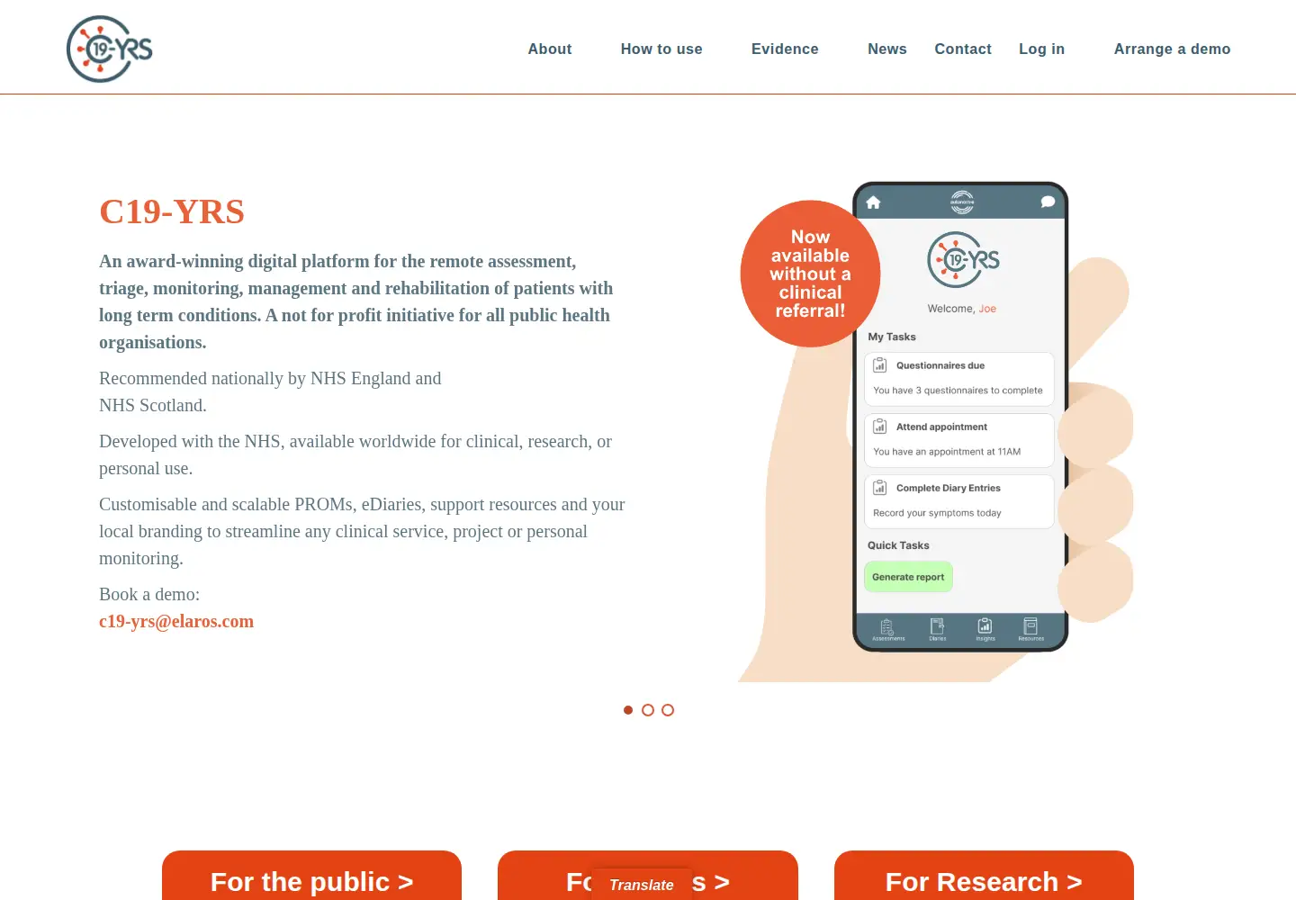 Screenshot of c19-yrs.com