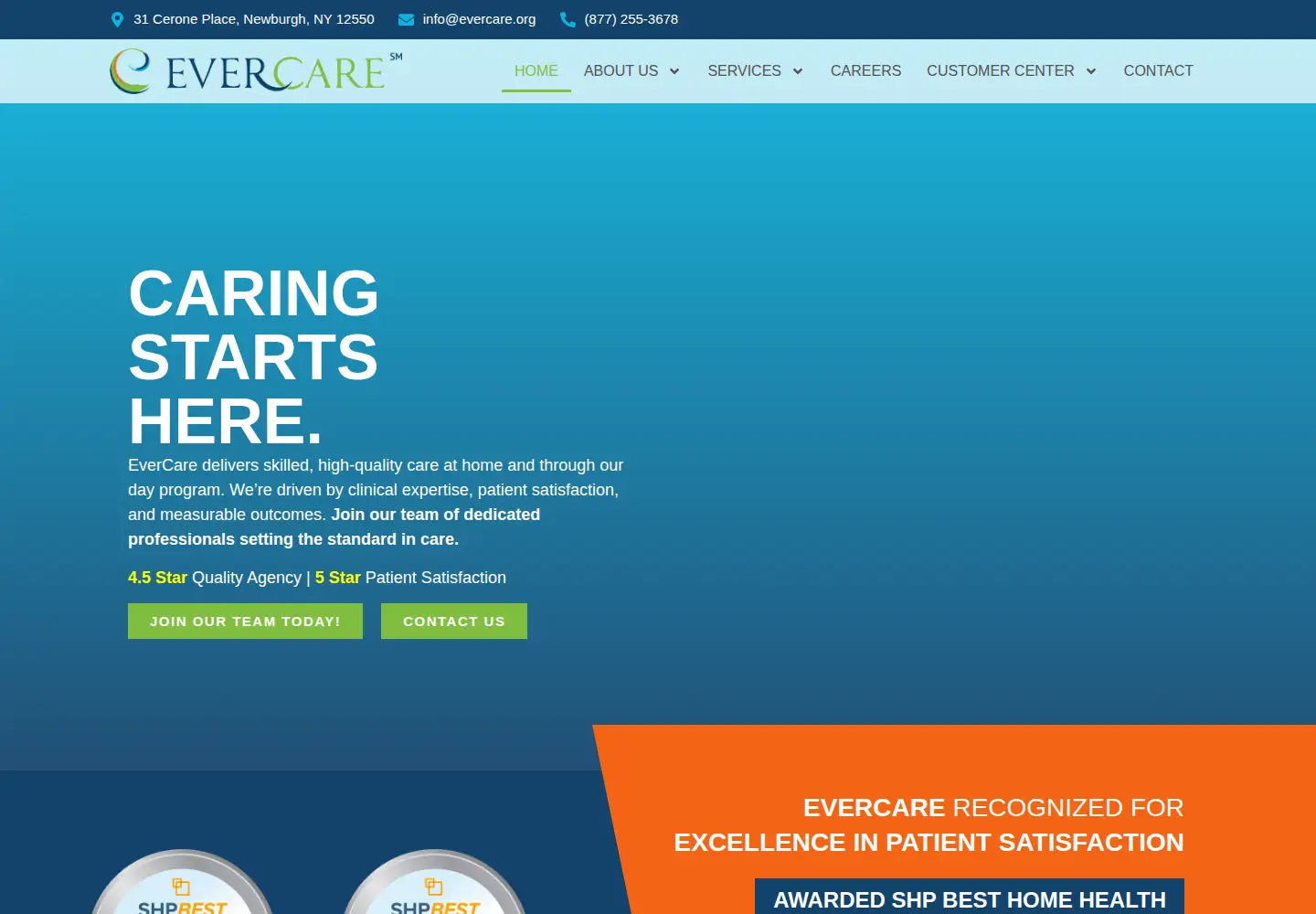 Captured homepage of evercare.org in the current scan
