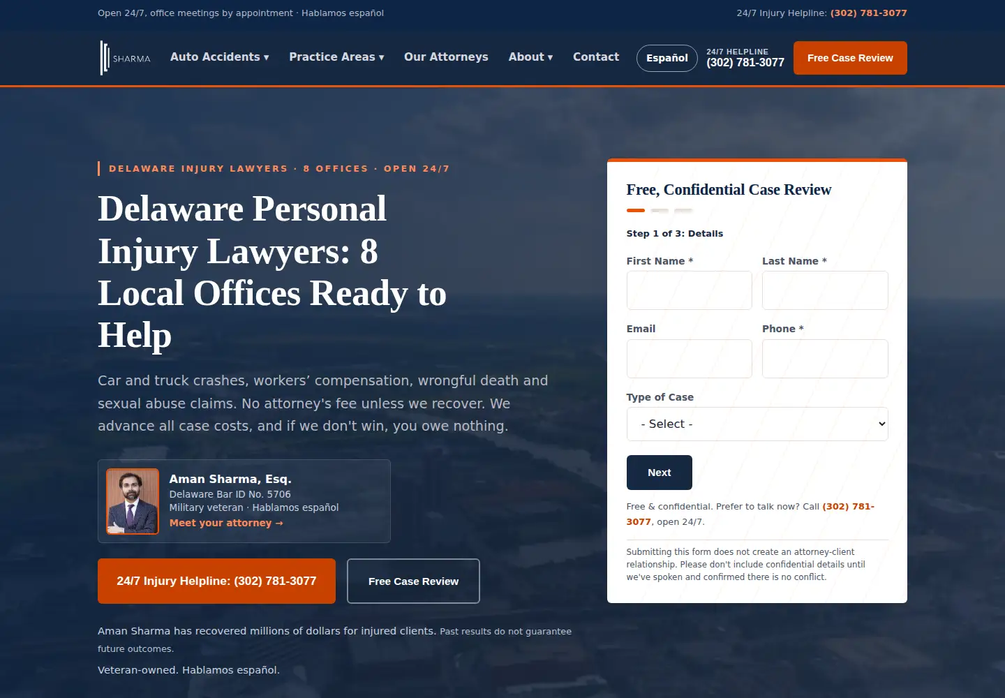 Screenshot of amansharmalaw.com