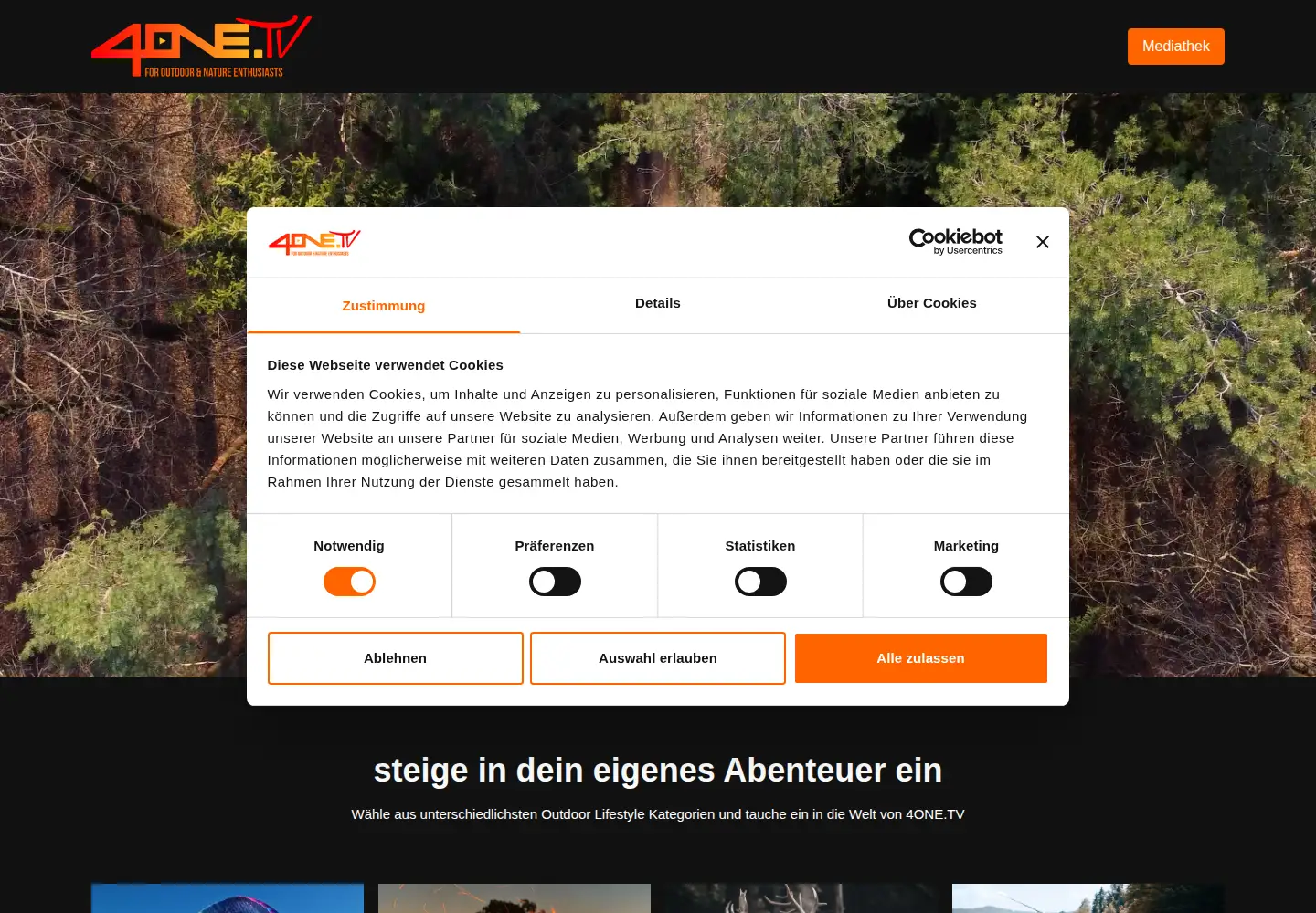 Captured homepage of 4one.tv in the current scan