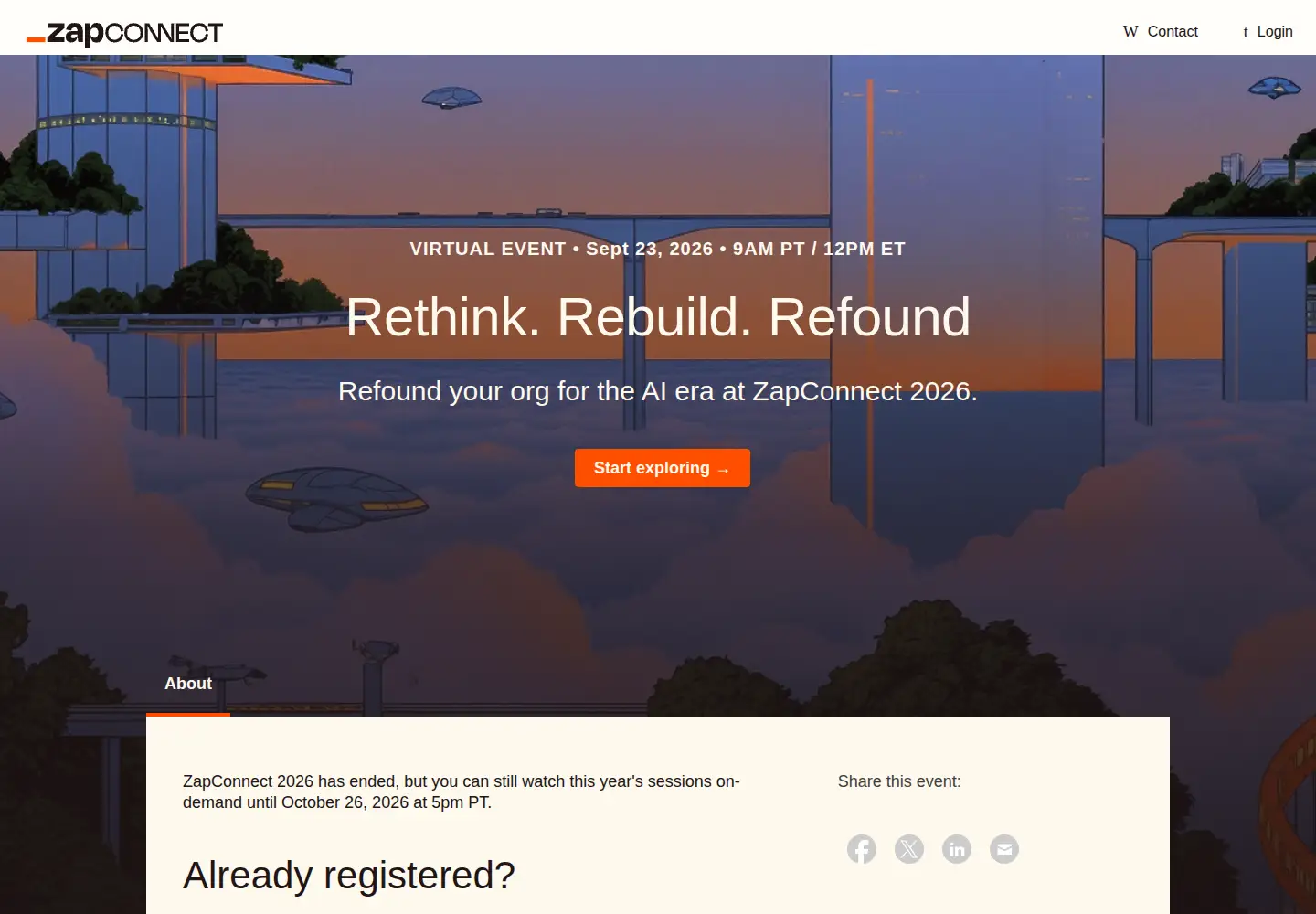 Captured homepage of zapconnect.com in the current scan