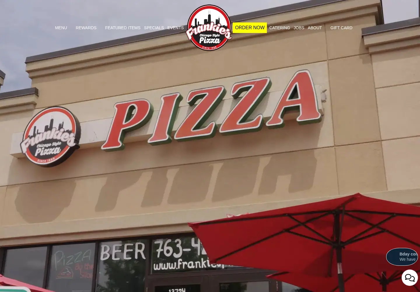 Screenshot of frankiespizza.com