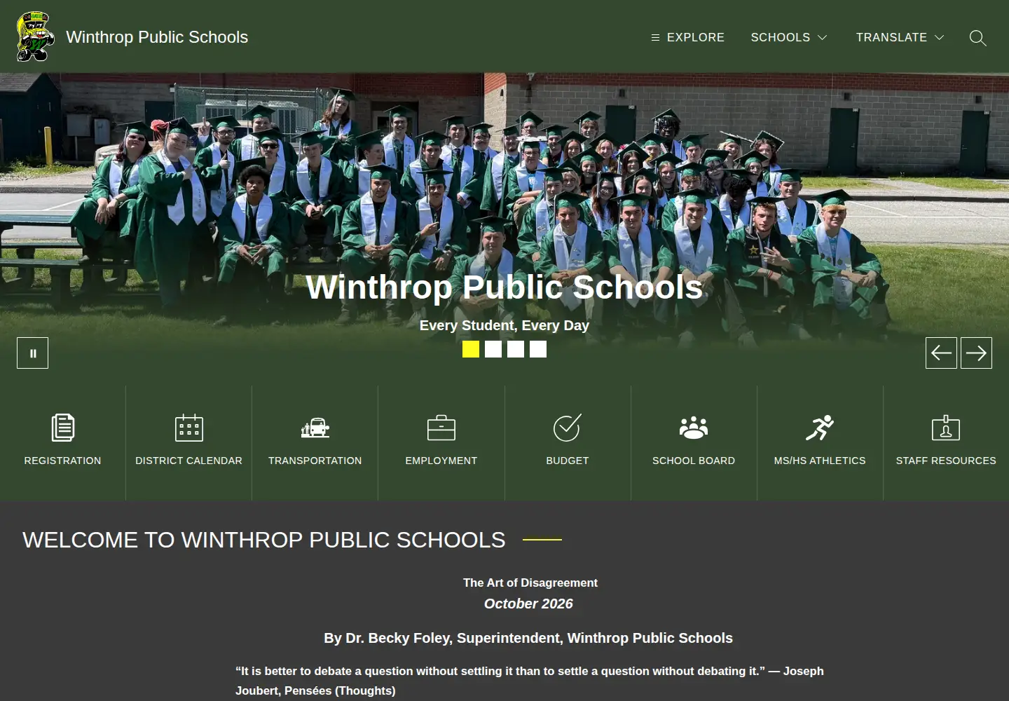 Screenshot of winthropschools.org