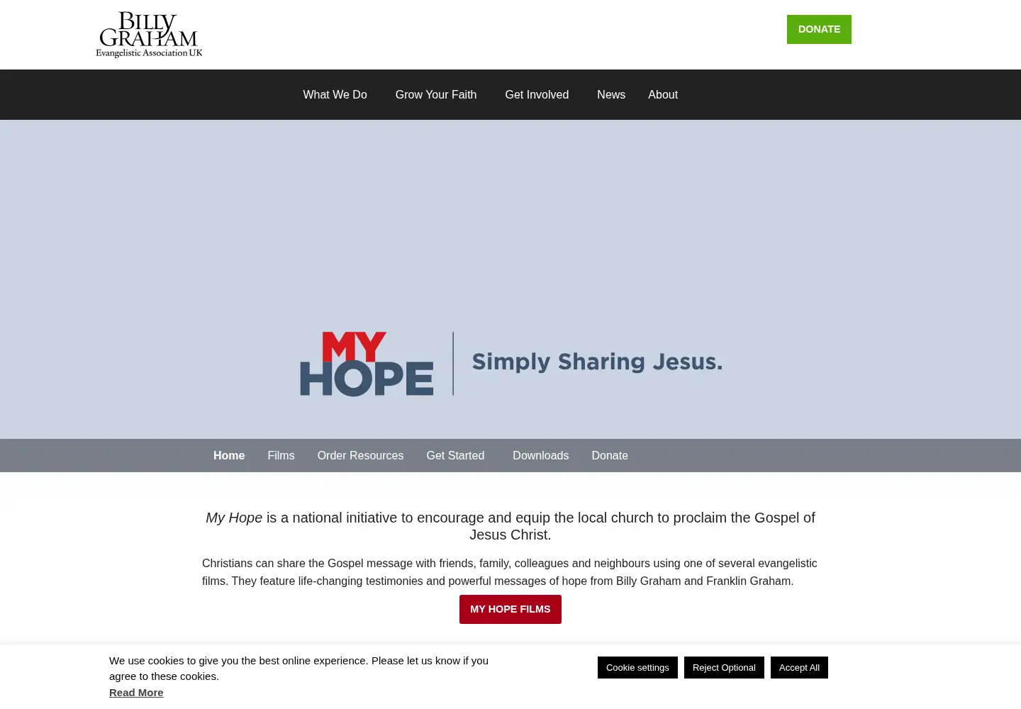 Screenshot of myhopewithbillygraham.org.uk
