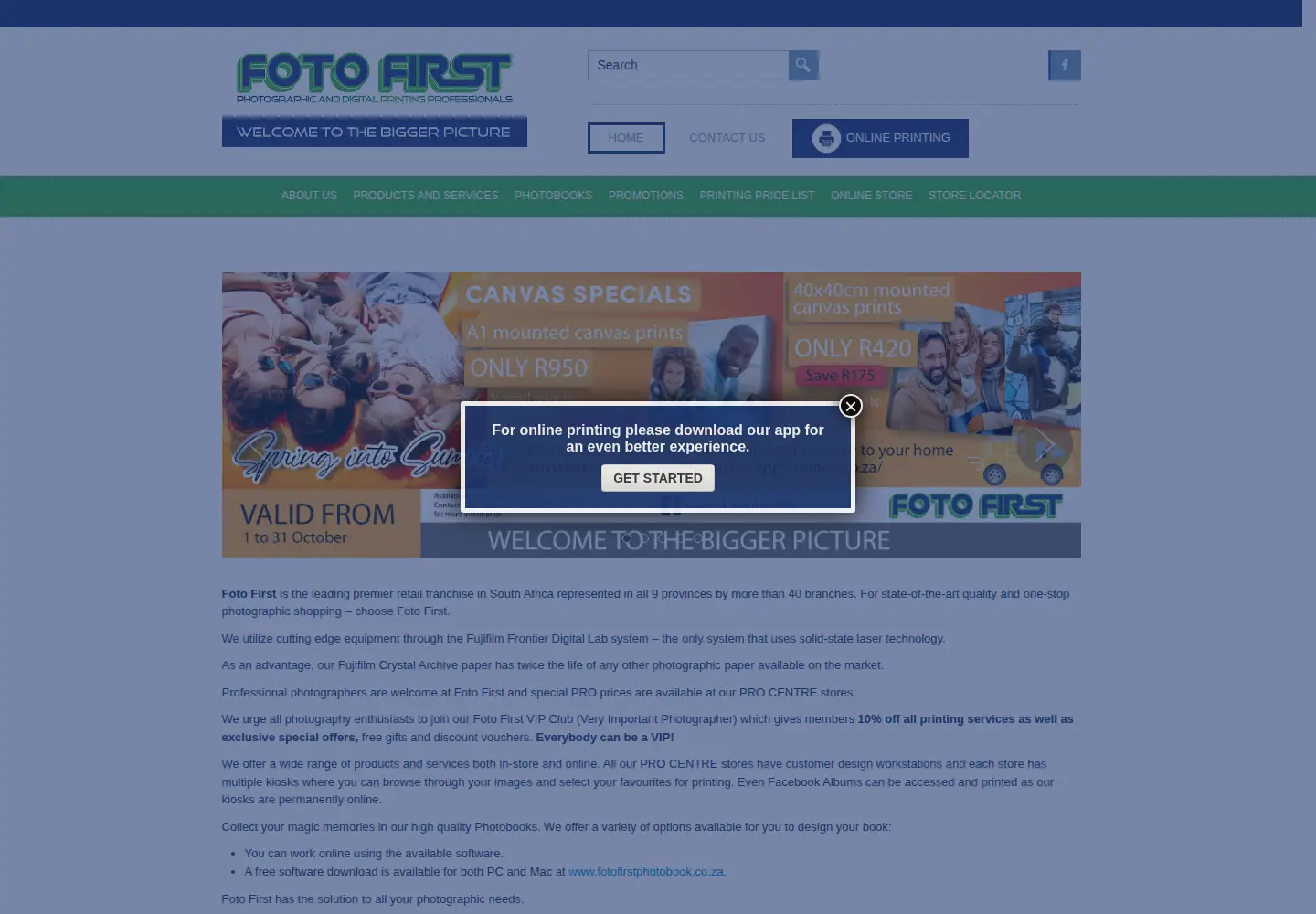 Screenshot of fotofirst.co.za