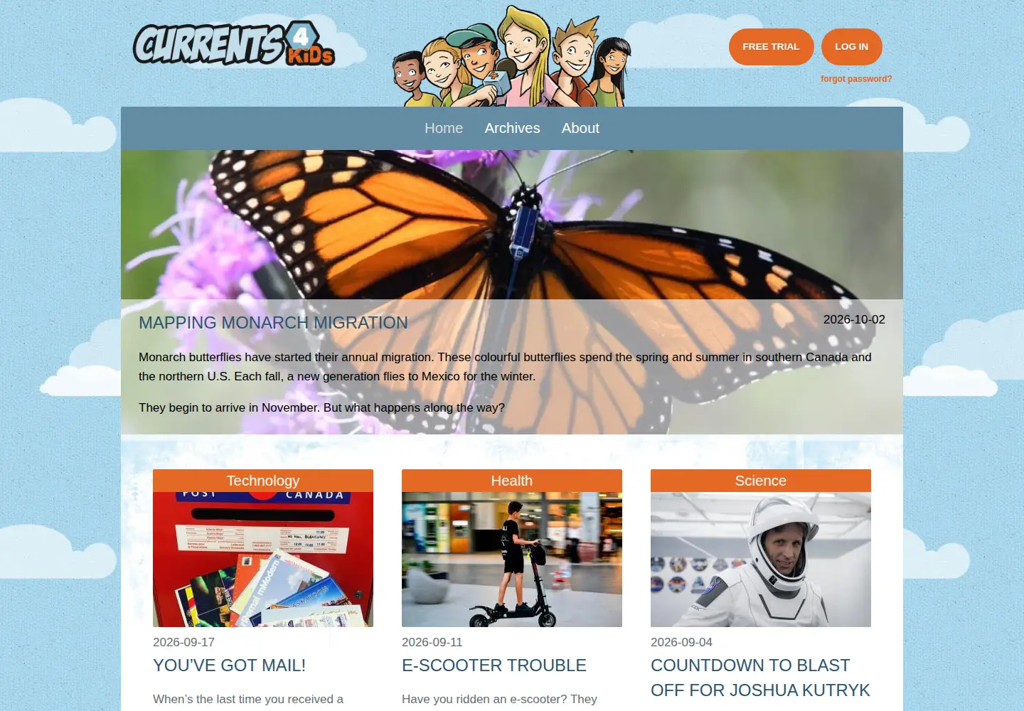 Screenshot of currents4kids.com