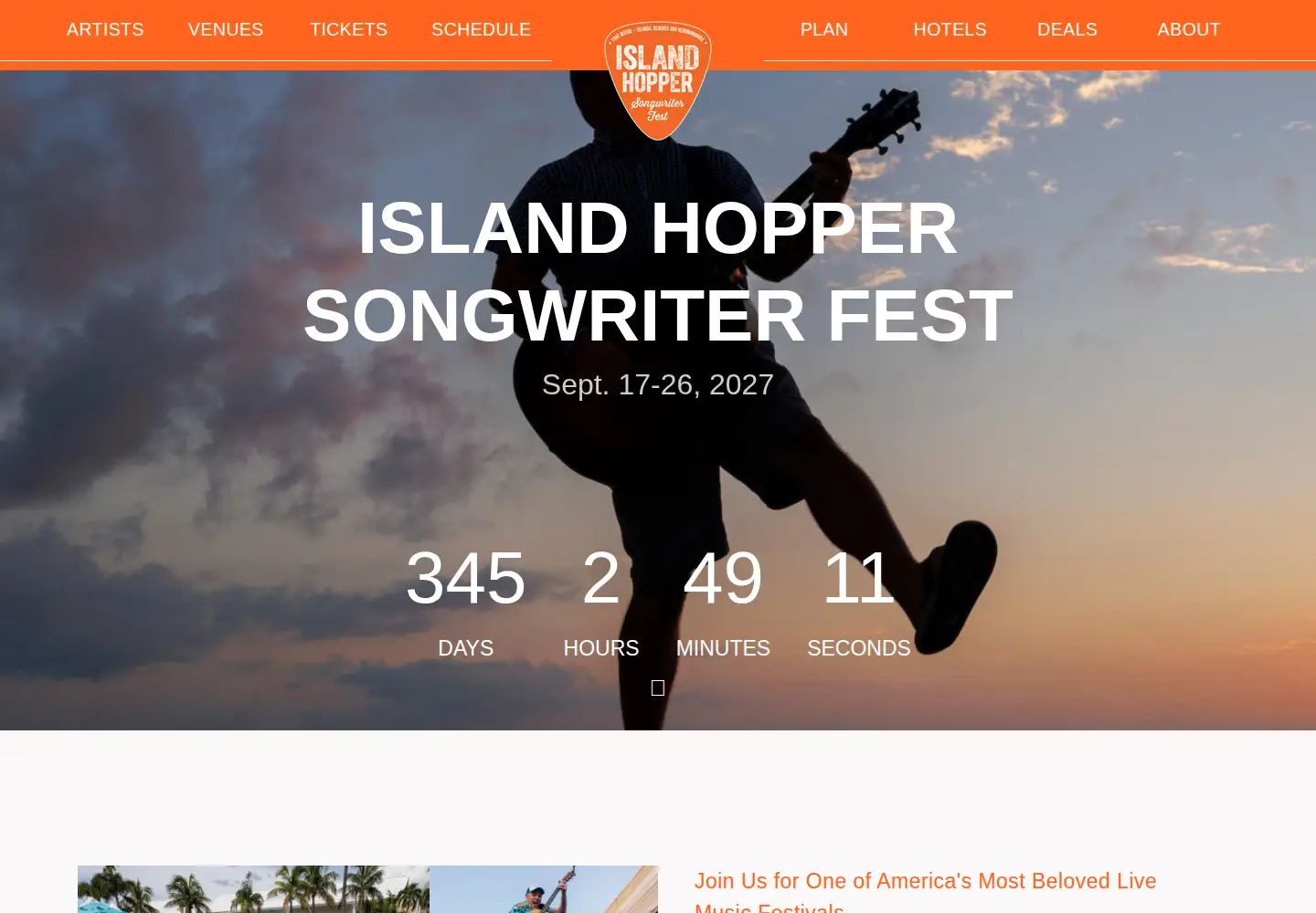 Captured homepage of islandhopperfest.com in the current scan