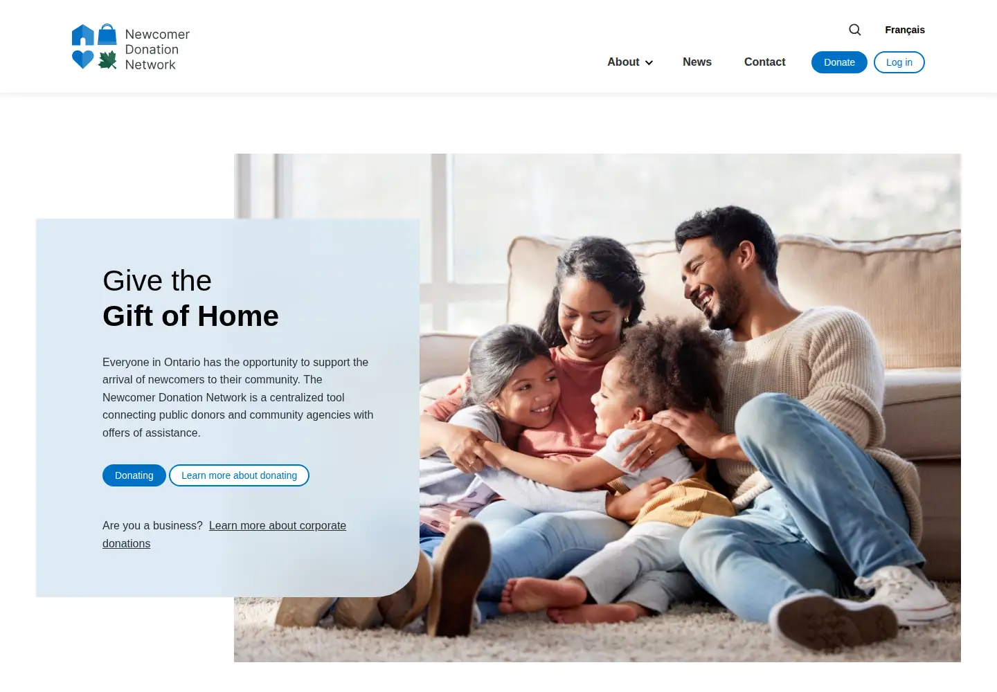 Captured homepage of newcomerdonations.ca in the current scan