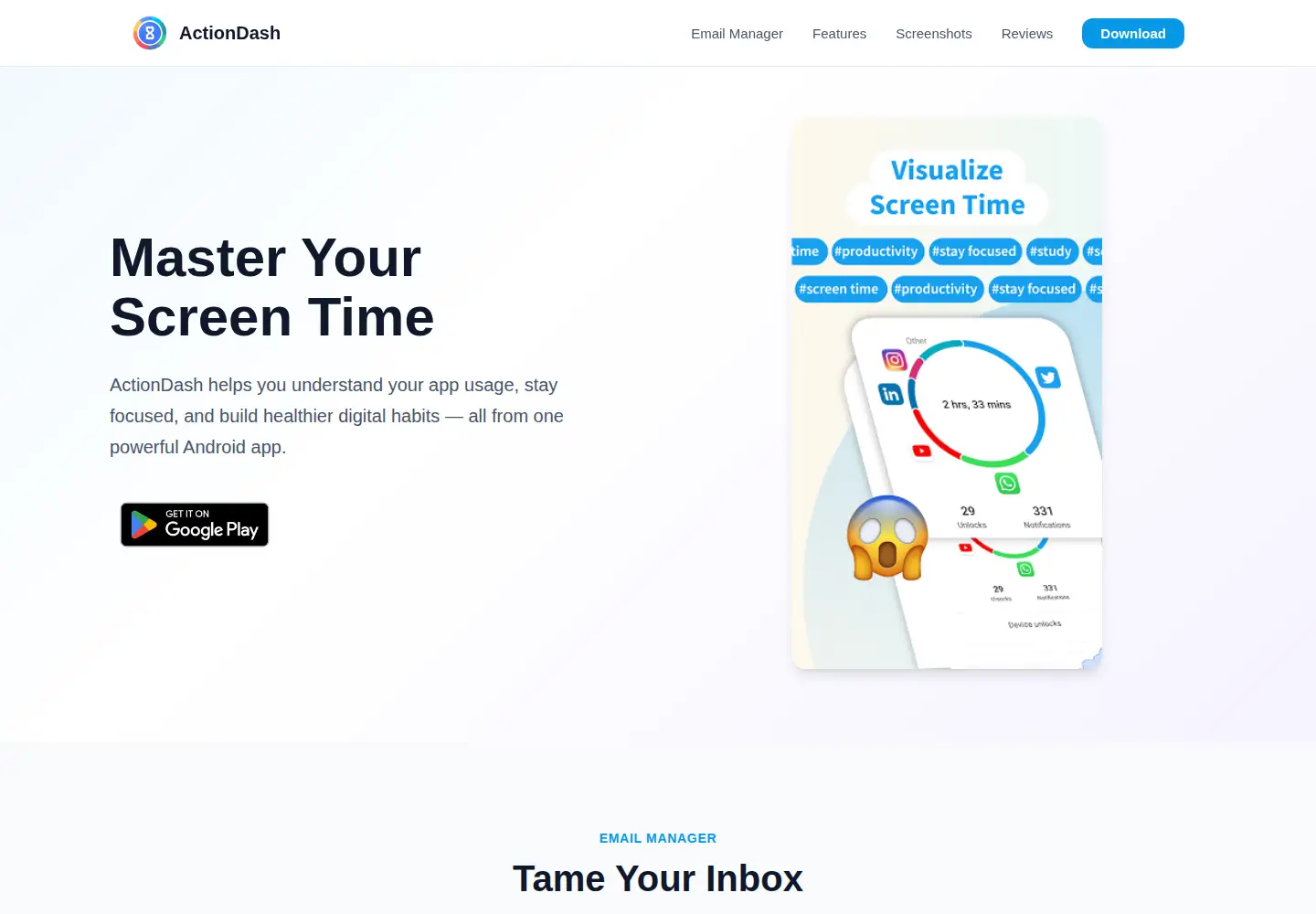 Screenshot of actiondash.com