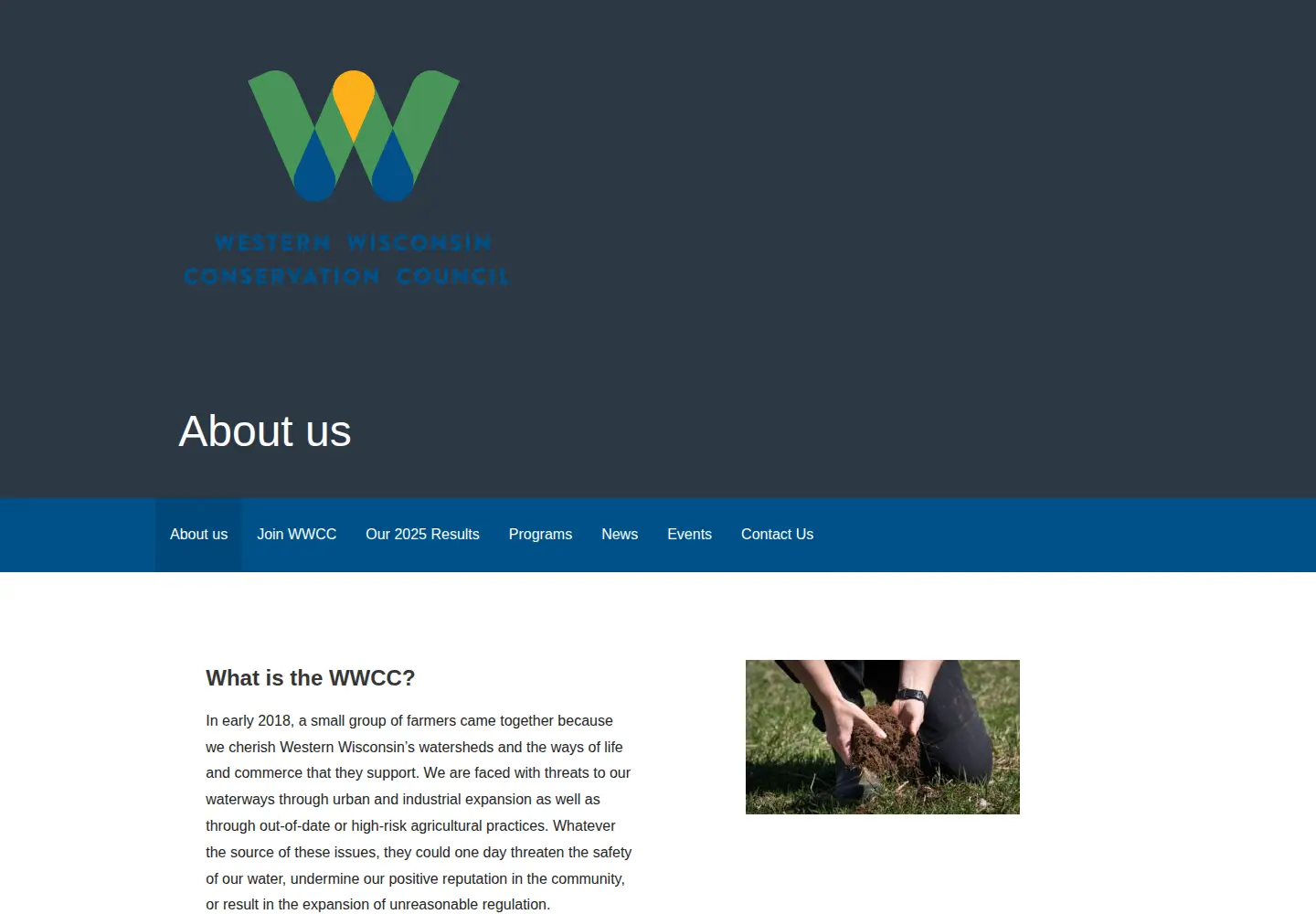 Captured homepage of westernwisconservation.org in the current scan