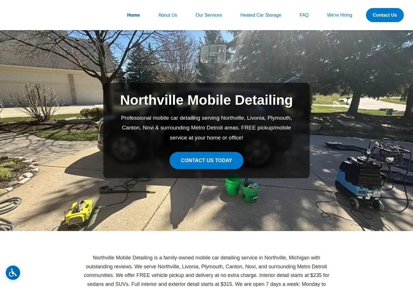 Captured homepage of northvillemobiledetailing.com in the current scan