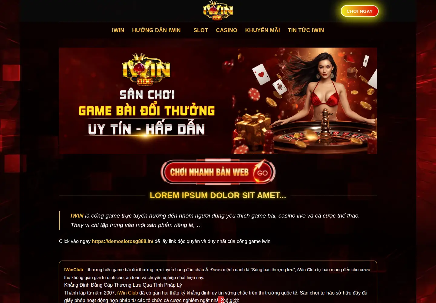 Captured homepage of iwin.gift in the current scan