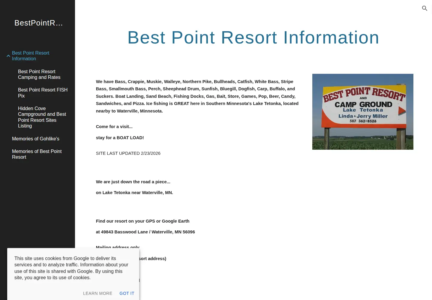 Captured homepage of bestpointresort.com in the current scan