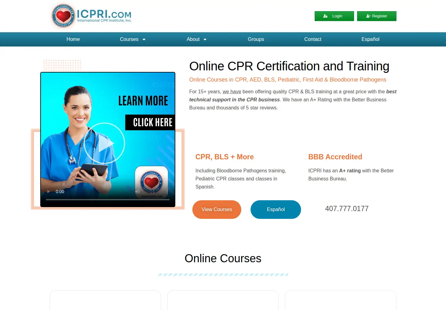 Captured homepage of icpri.com in the current scan