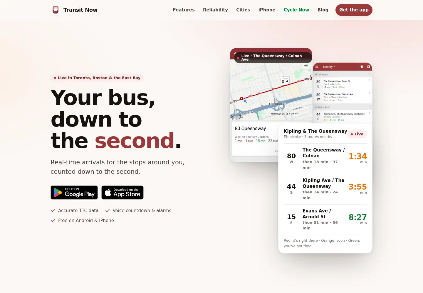 Screenshot of transitnowapp.com
