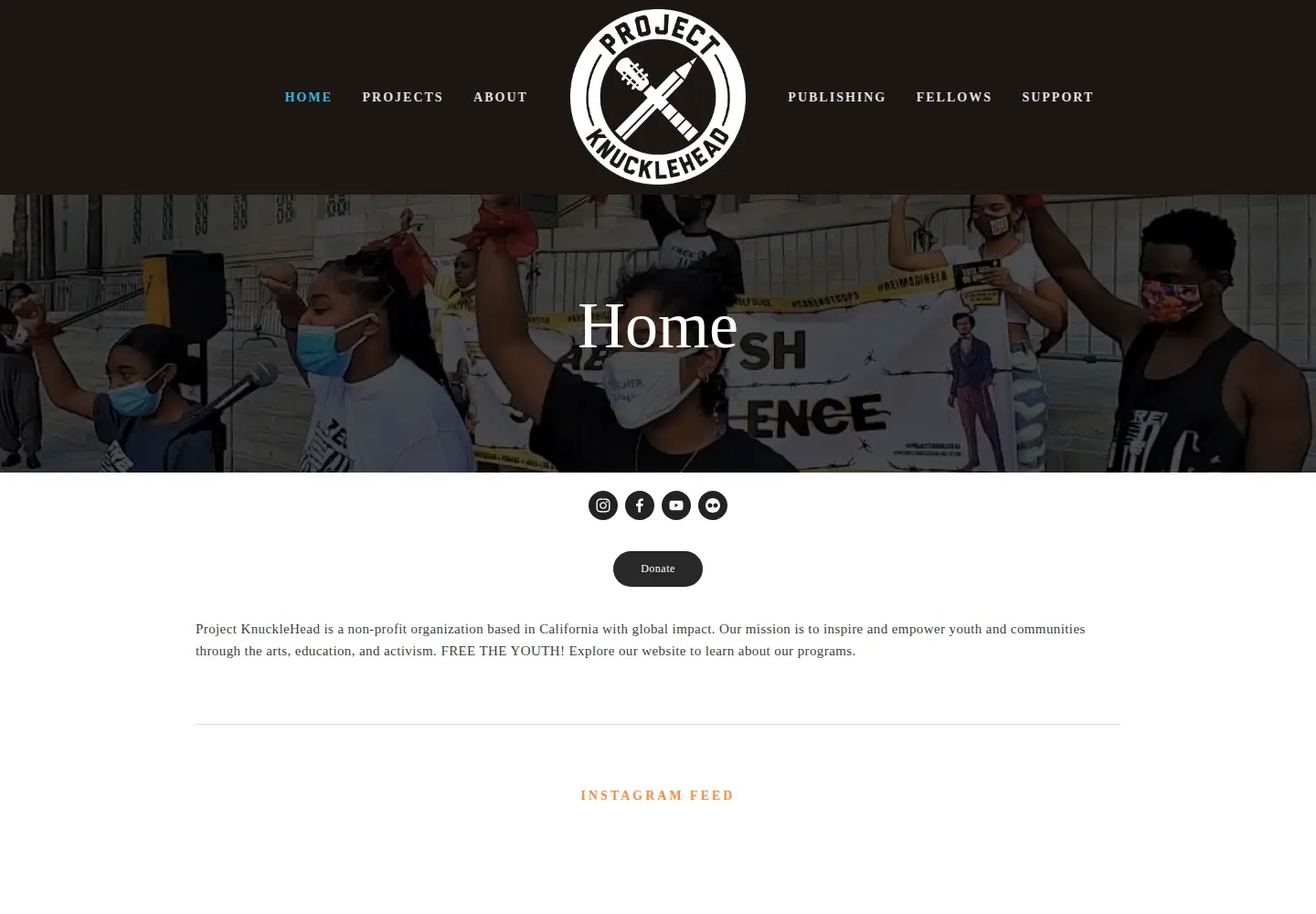 Captured homepage of projectknucklehead.org in the current scan