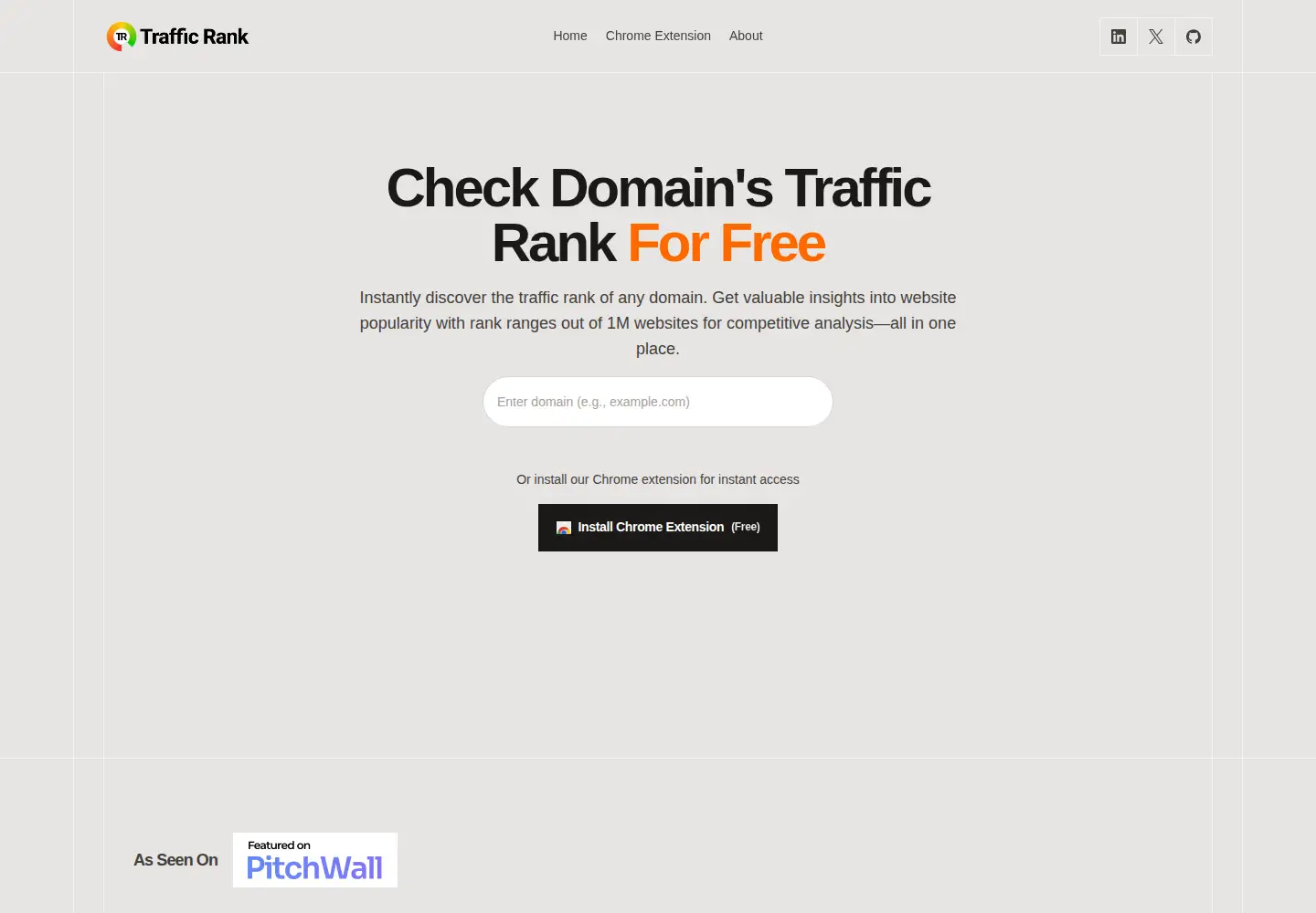 Captured homepage of trafficrank.org in the current scan