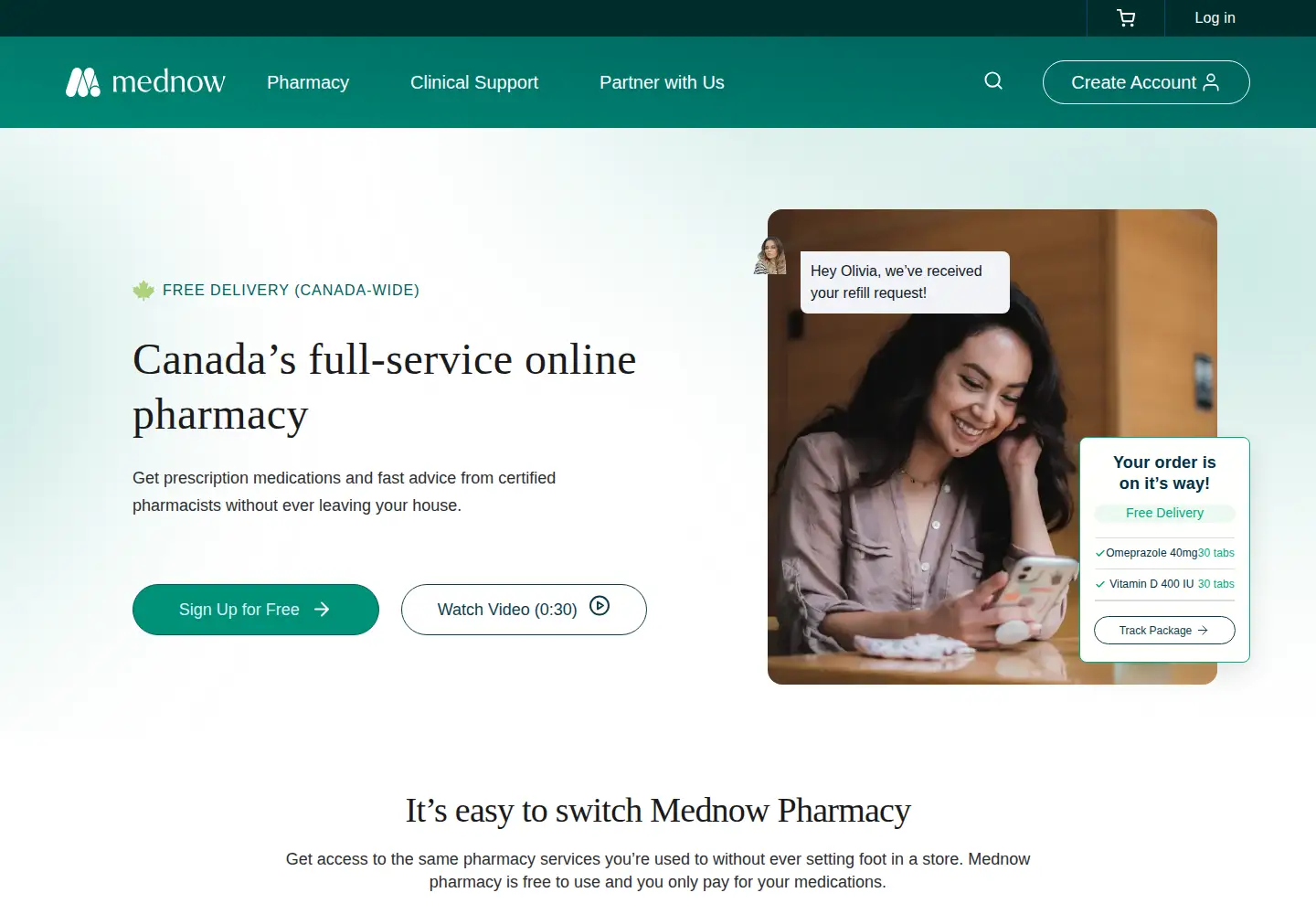 Screenshot of mednow.ca