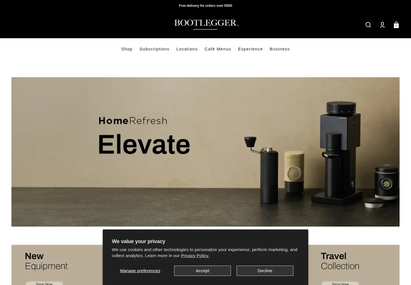 Screenshot of bootlegger.coffee