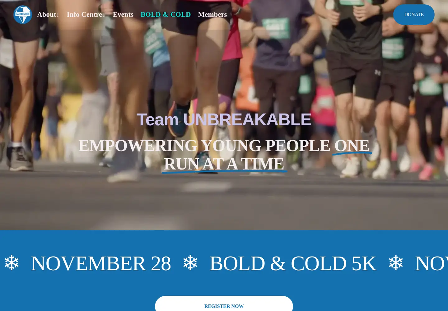 Captured homepage of teamunbreakable.ca in the current scan