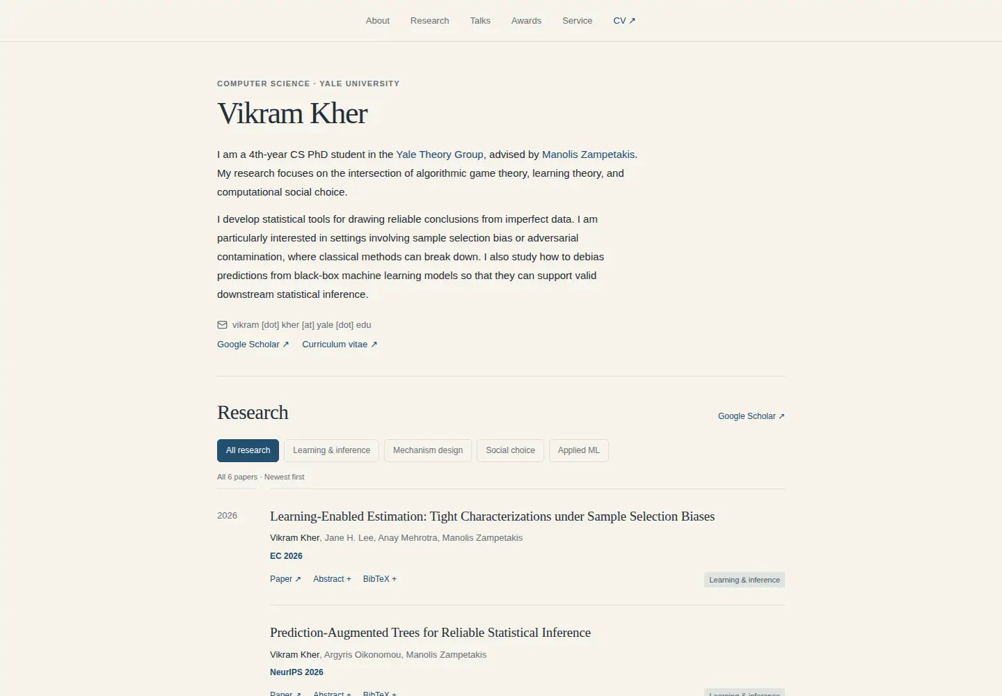 Screenshot of vikramkher.com