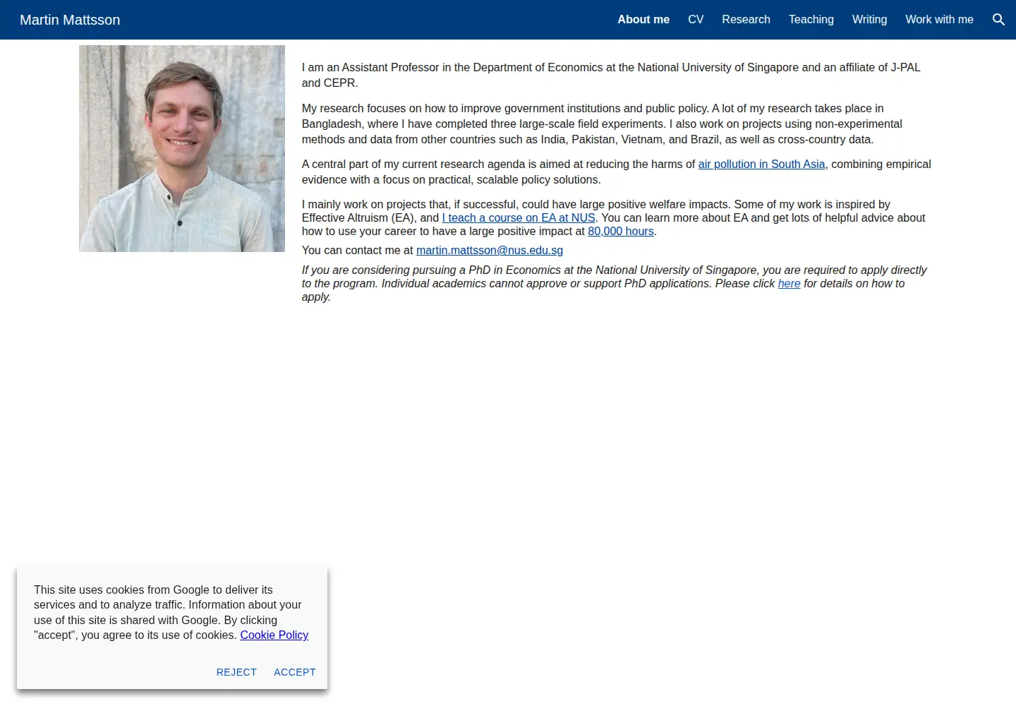 Captured homepage of martin-mattsson.com in the current scan