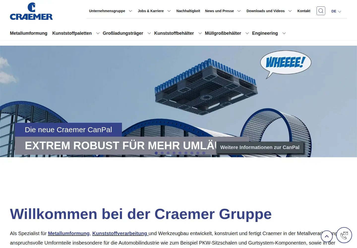 Captured homepage of craemer.com in the current scan