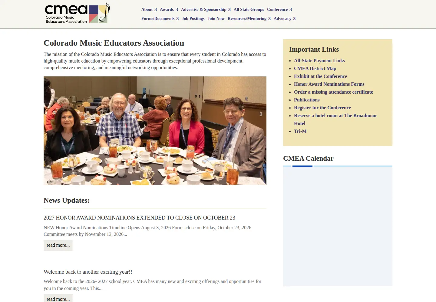 Captured homepage of cmeaonline.org in the current scan