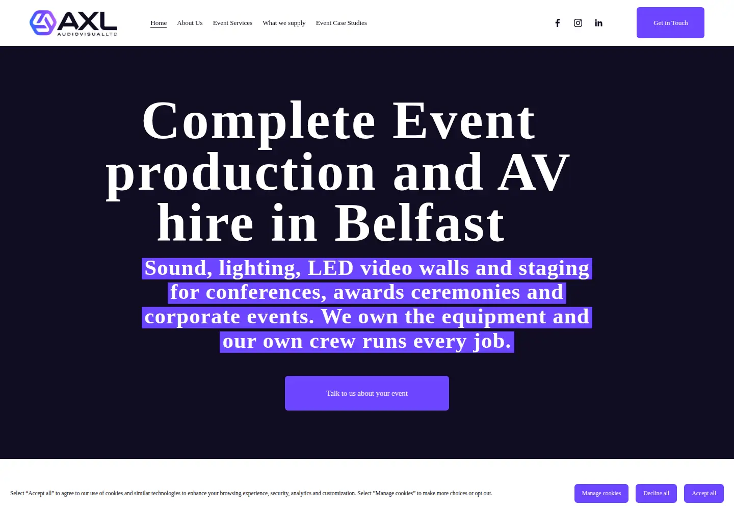 Screenshot of axl-entertainment.co.uk