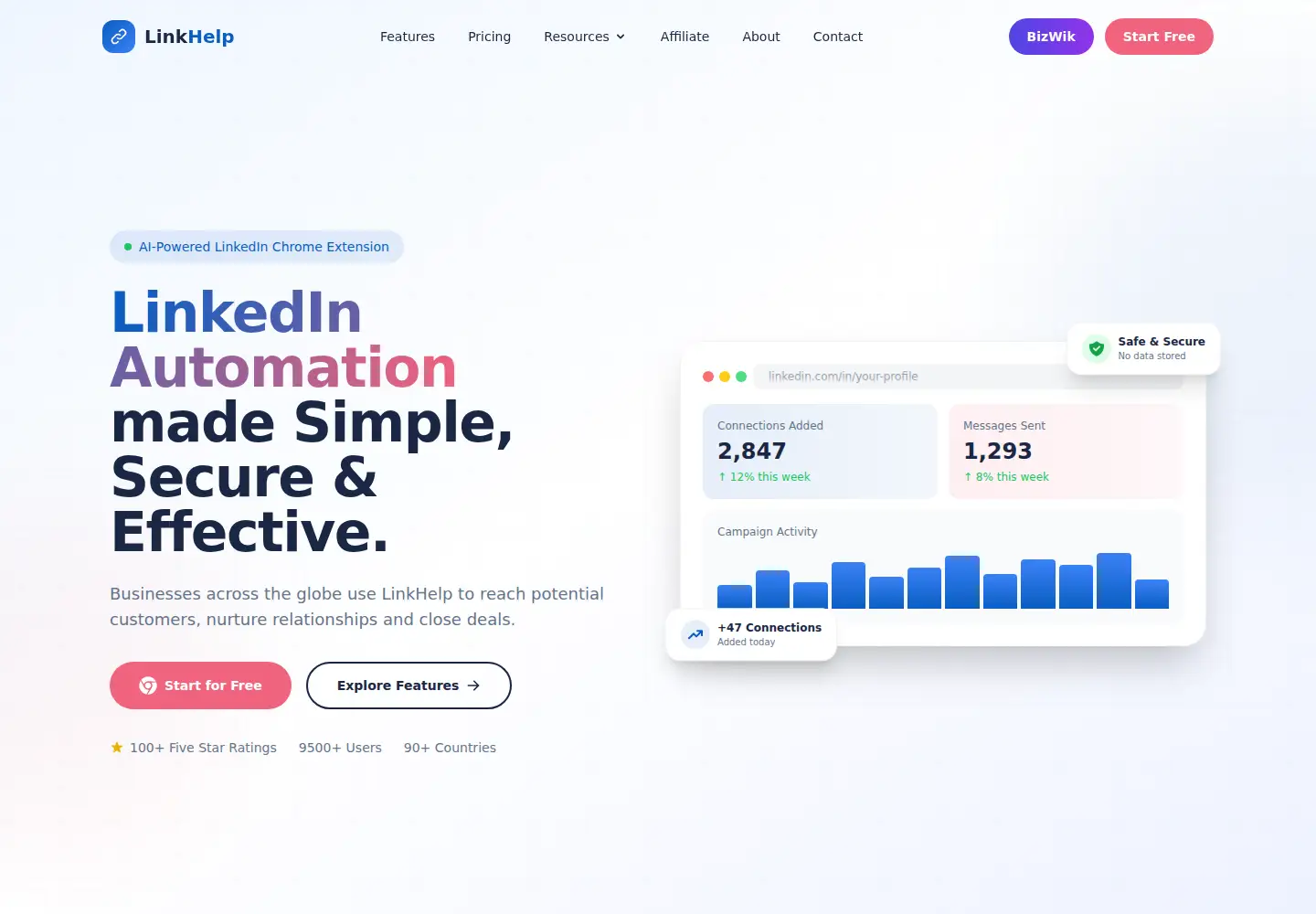 Captured homepage of linkhelp.io in the current scan
