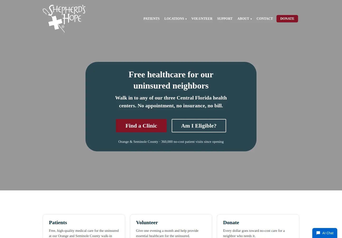Screenshot of shepherdshope.org