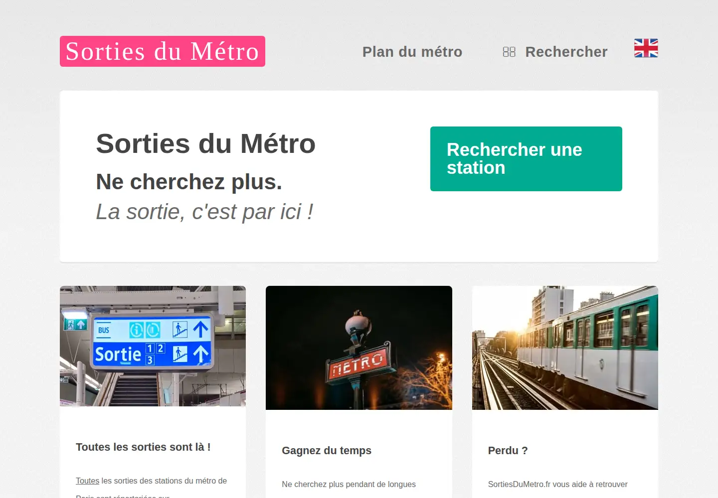 Captured homepage of sortiesdumetro.fr in the current scan