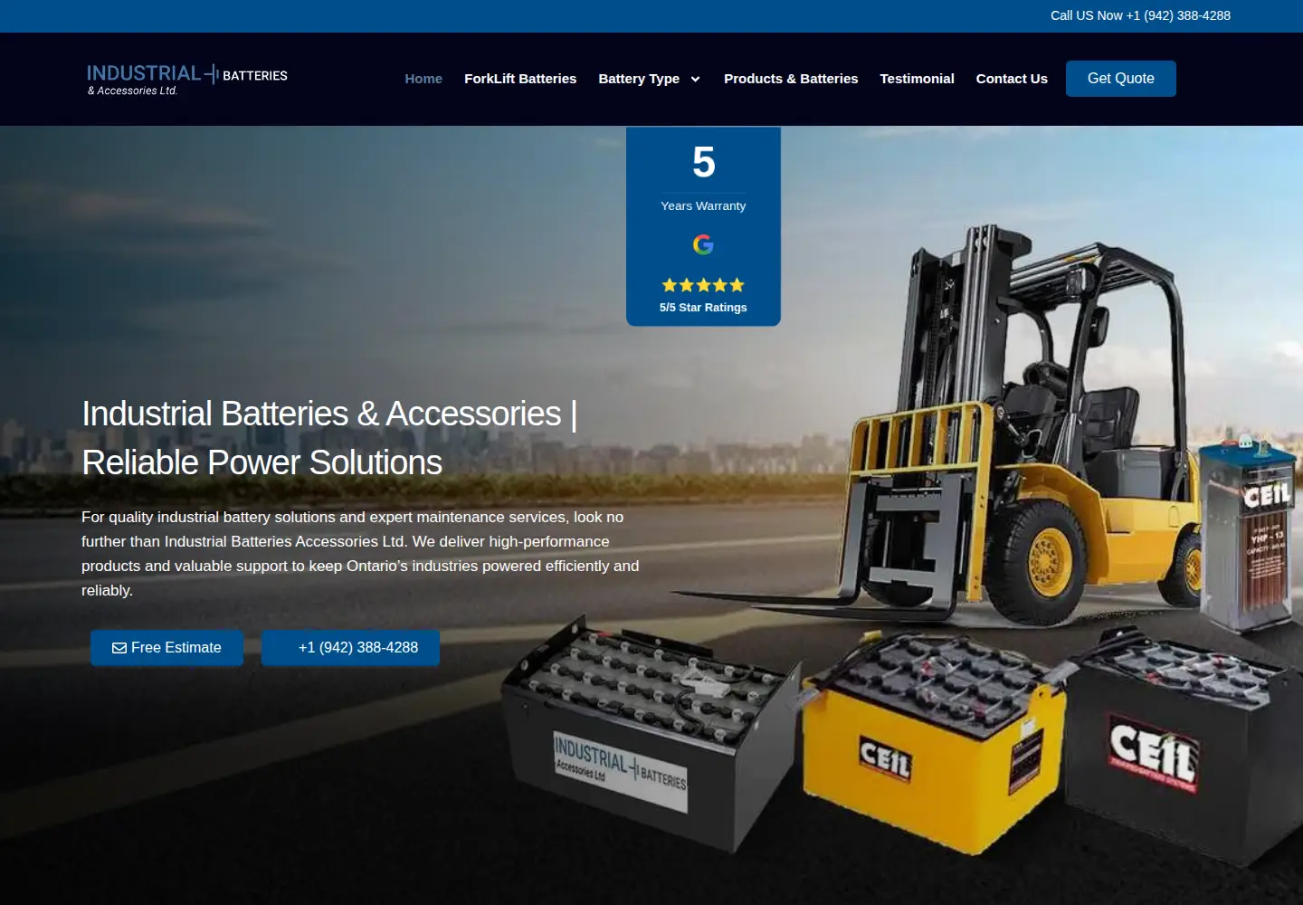 Captured homepage of industrial-batt.com in the current scan