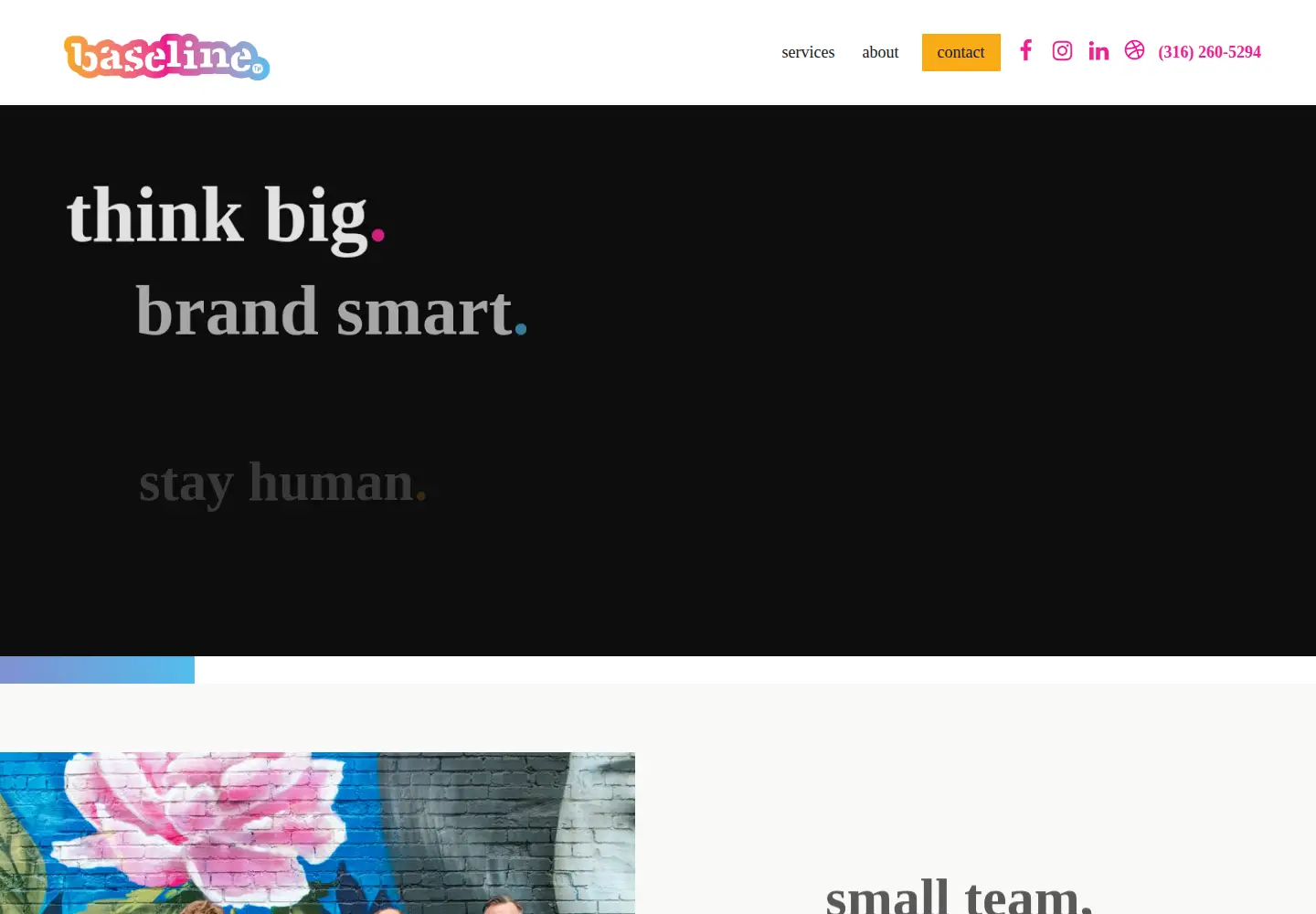 Captured homepage of baselinecreative.com in the current scan