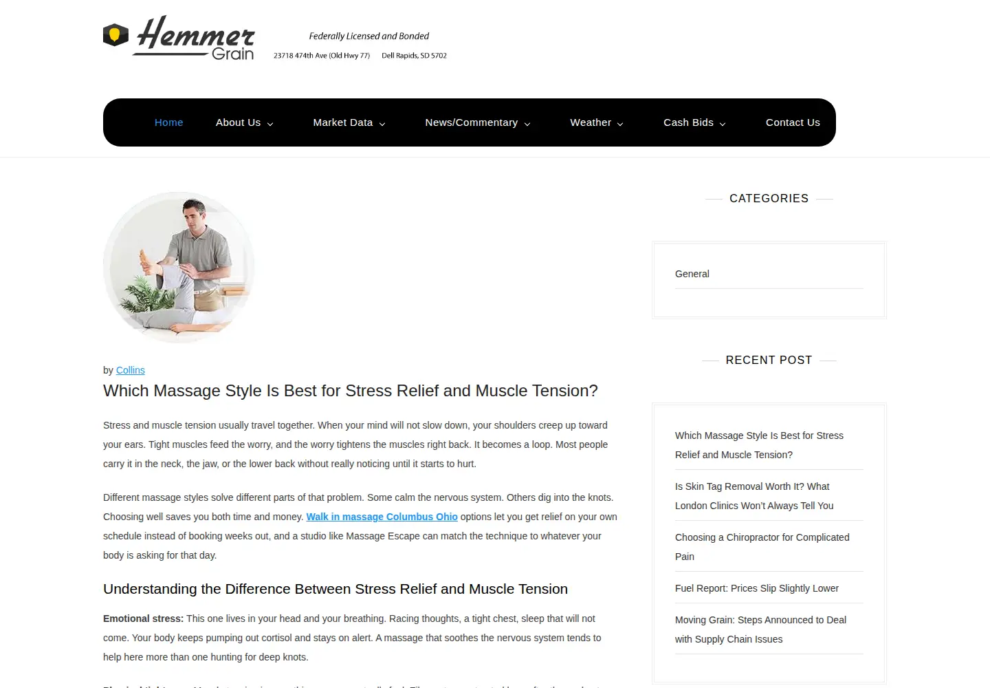 Screenshot of hemmergrain.com