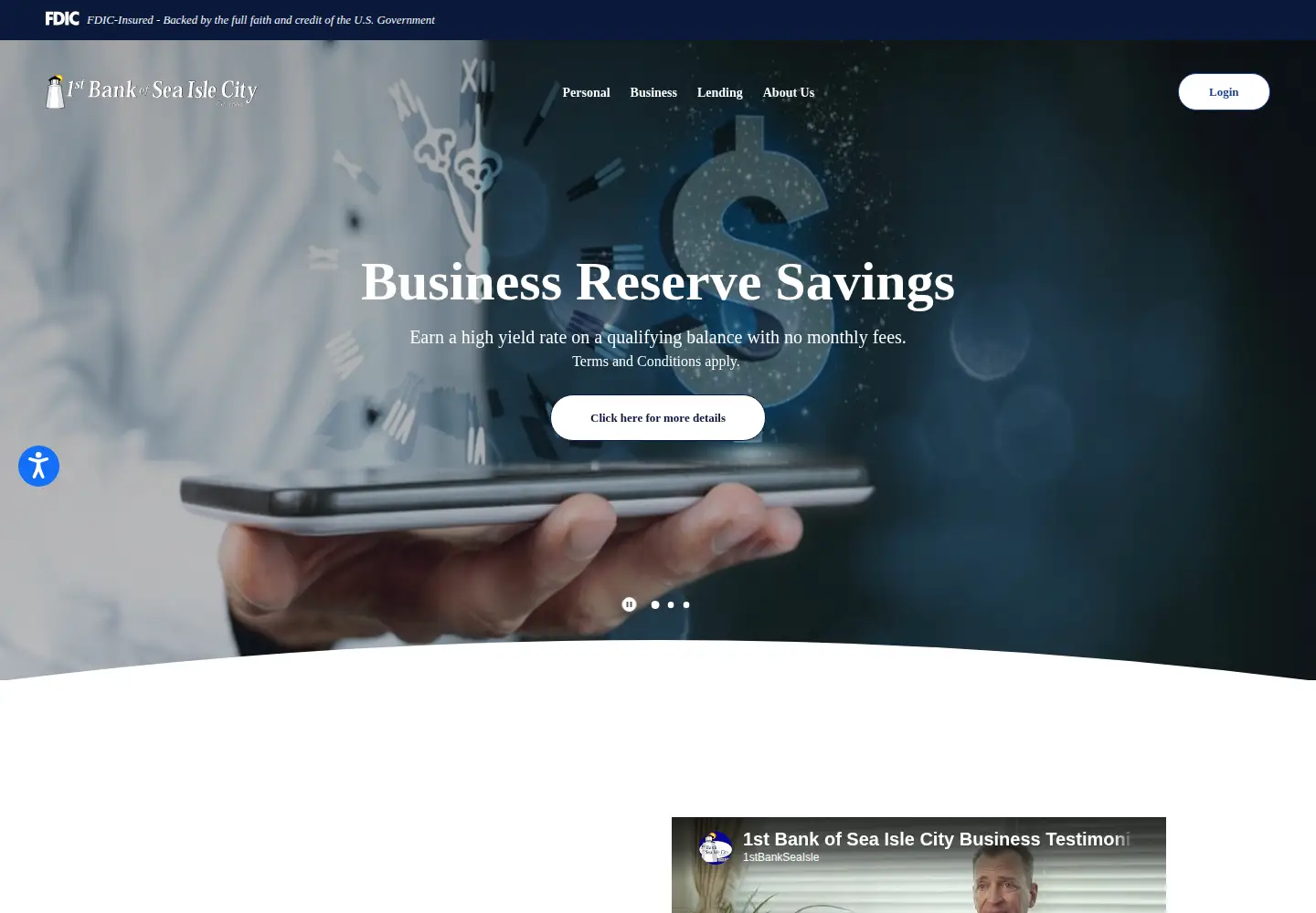 Captured homepage of 1stbankseaisle.com in the current scan