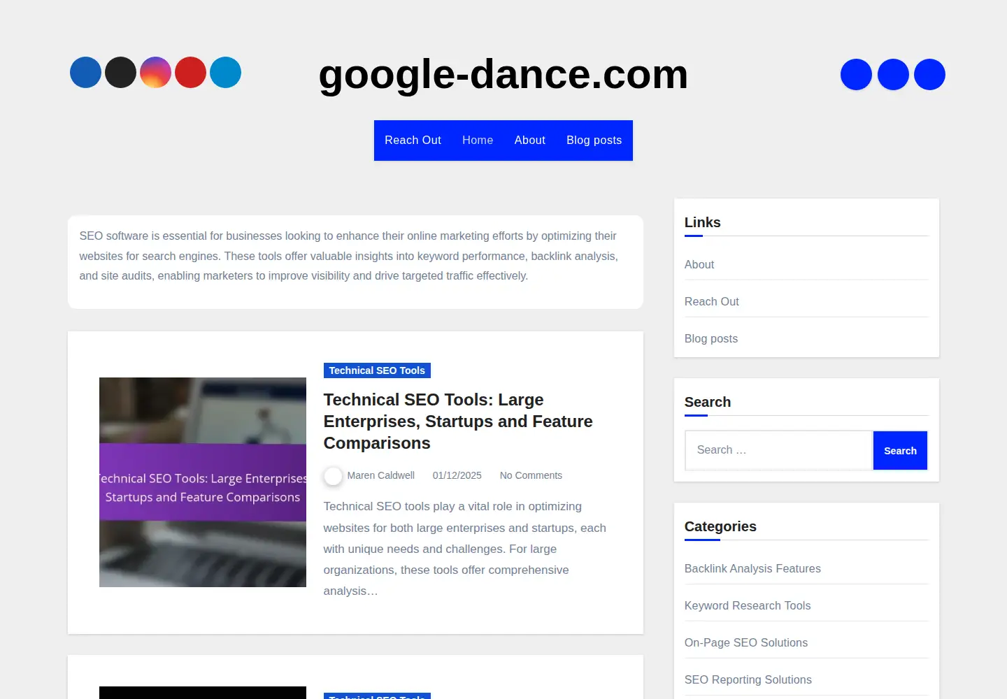 Captured homepage of google-dance.com in the current scan