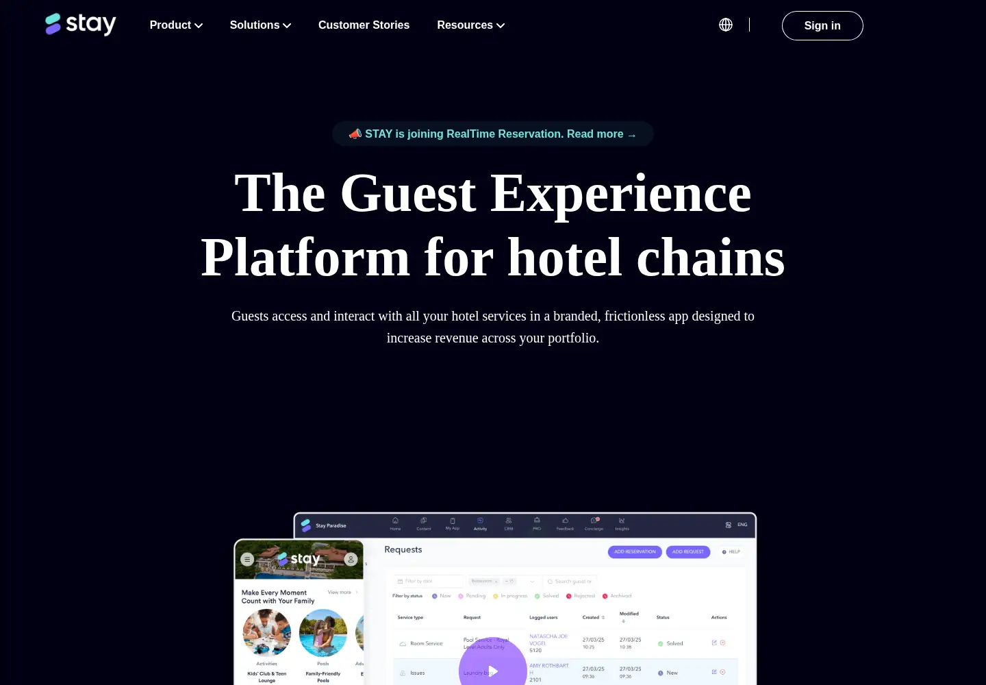 Captured homepage of stay-app.com in the current scan