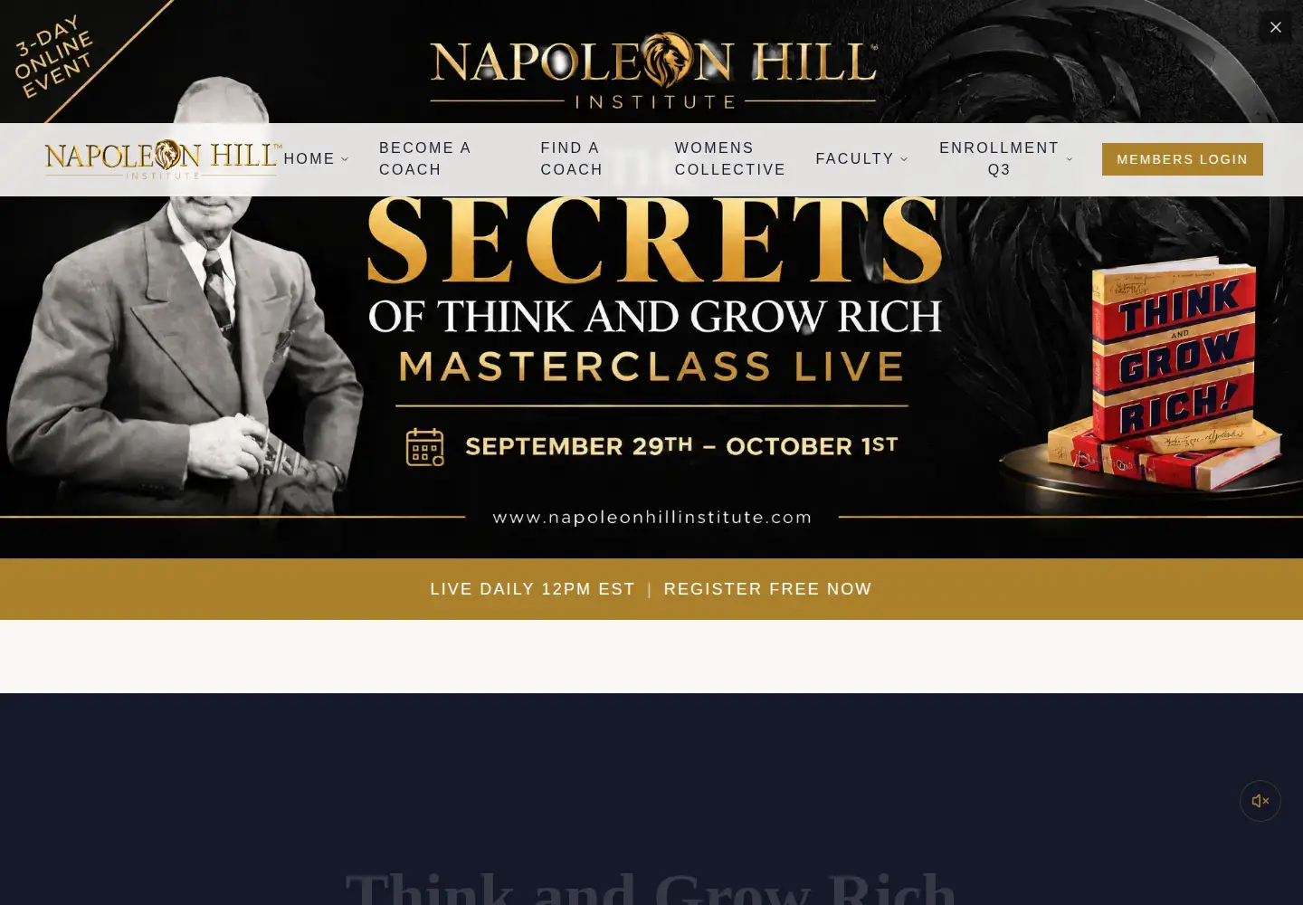 Screenshot of napoleonhillinstitute.com