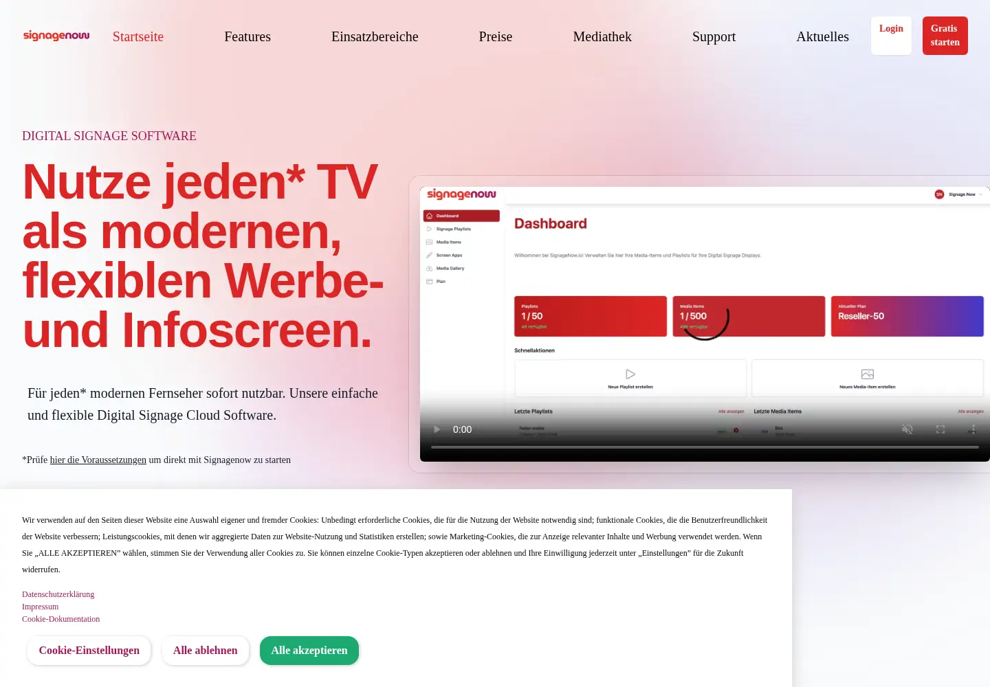 Screenshot of signagenow.tv