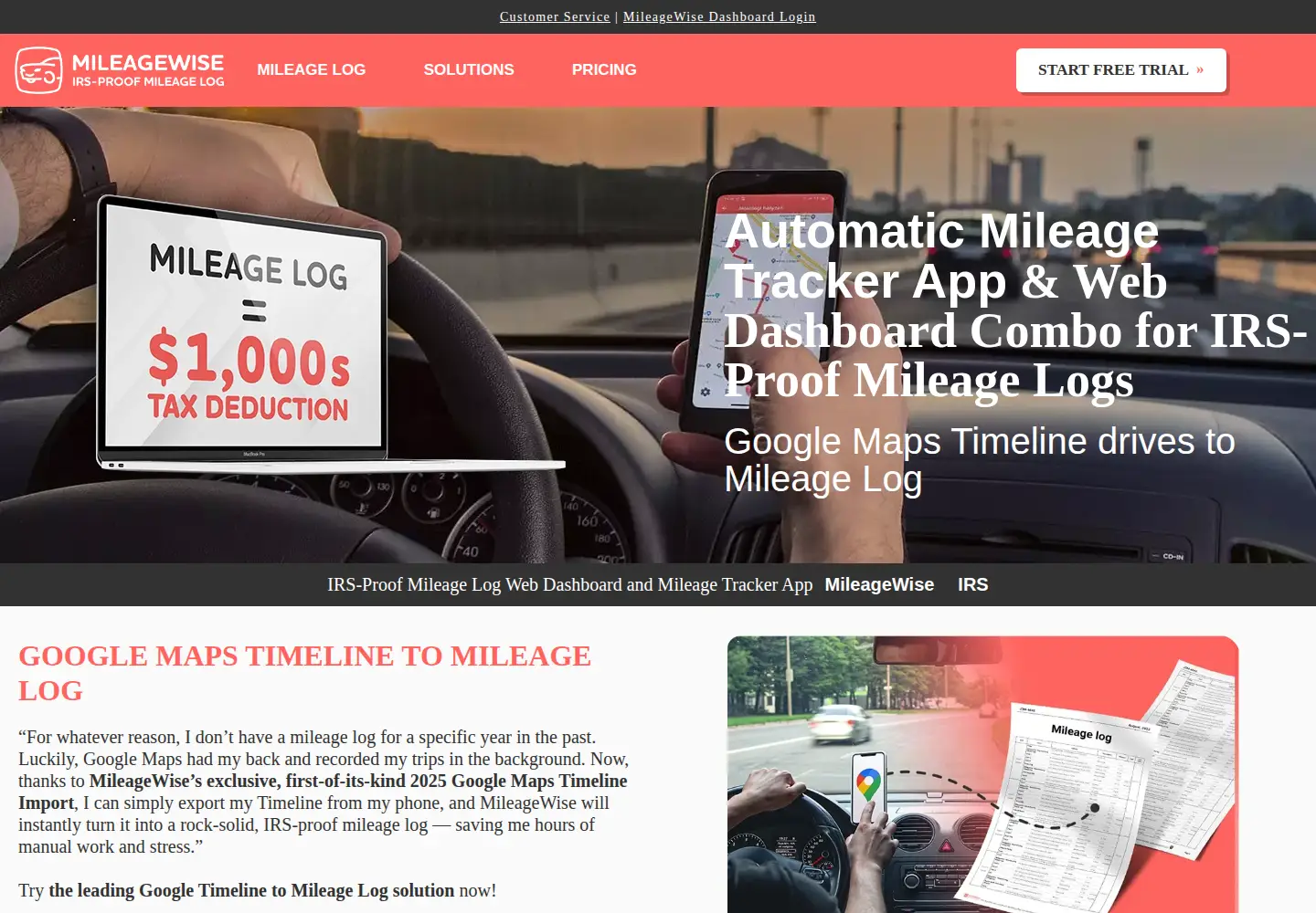 Captured homepage of mileagewise.com in the current scan