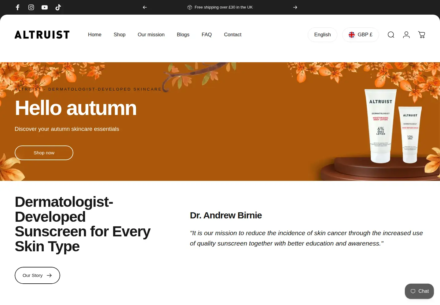 Captured homepage of altruistsun.com in the current scan