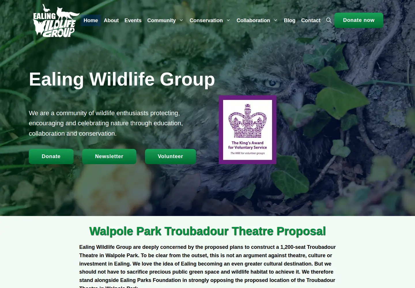 Screenshot of ealingwildlifegroup.com
