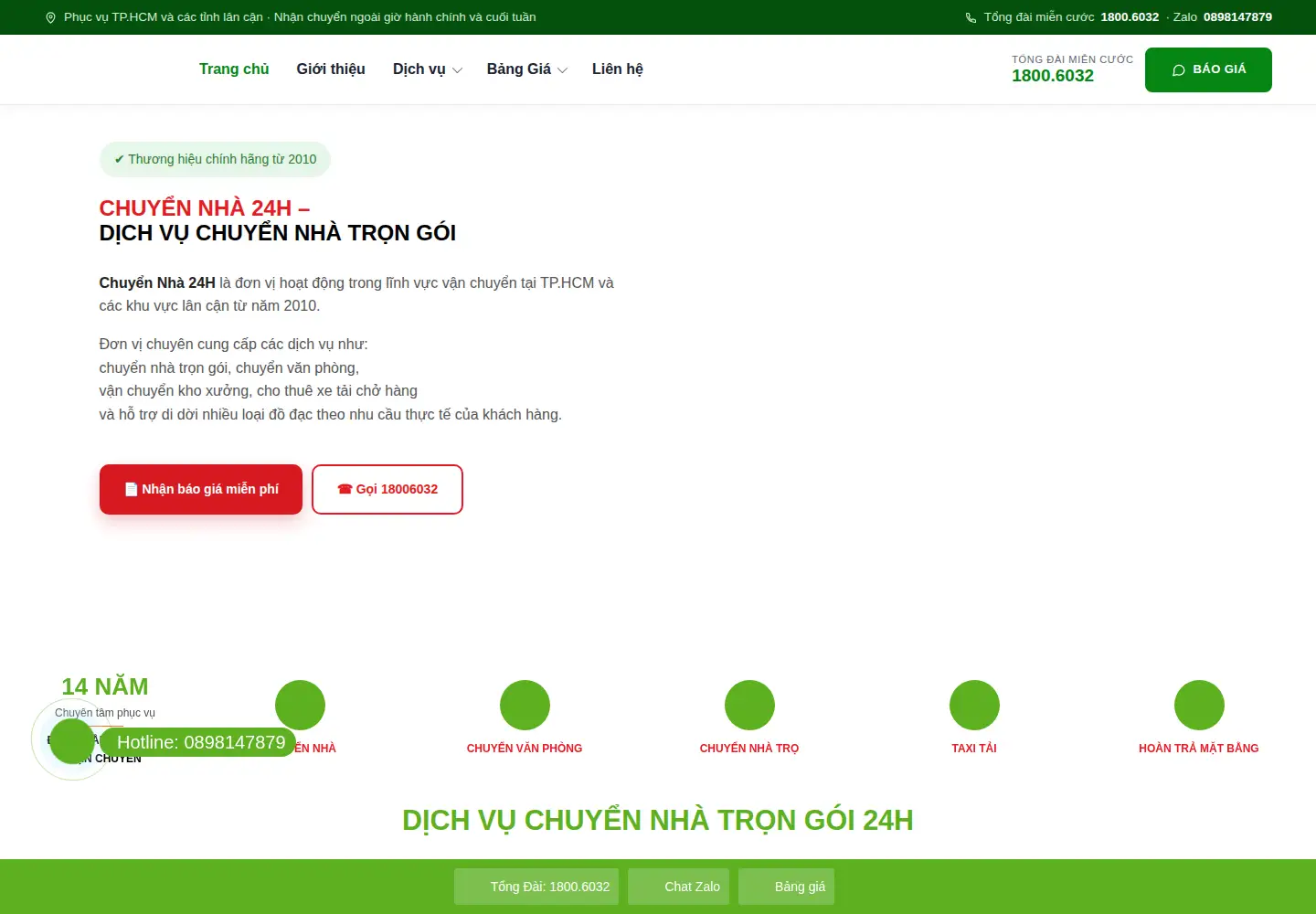 Captured homepage of chuyennha24h.net in the current scan