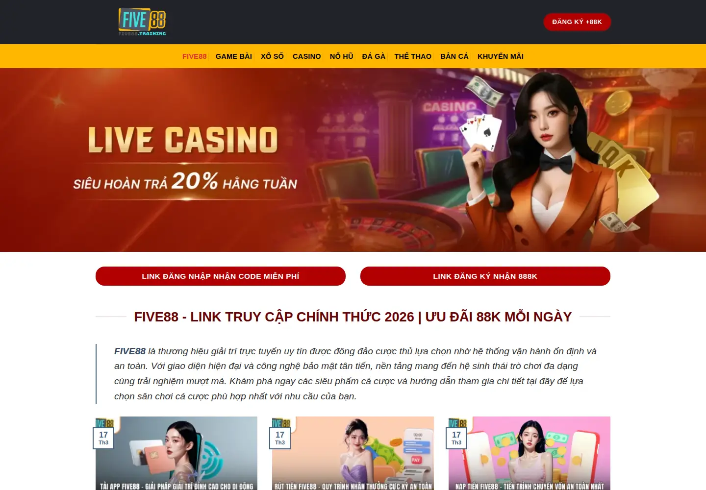 Screenshot of five88.training