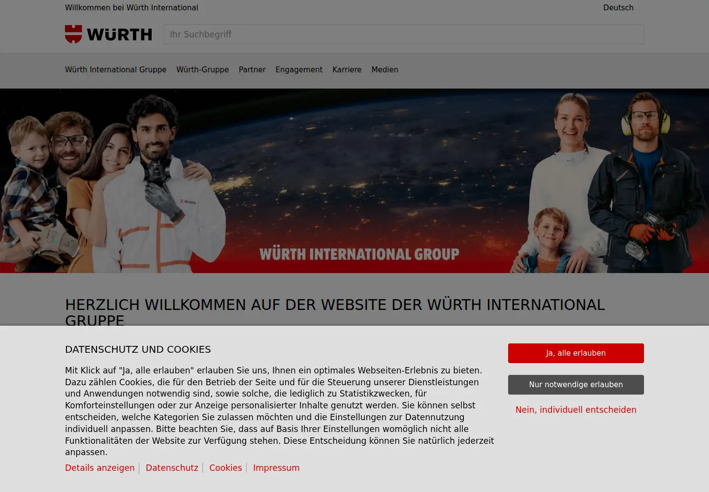 Captured homepage of wurth-international.com in the current scan