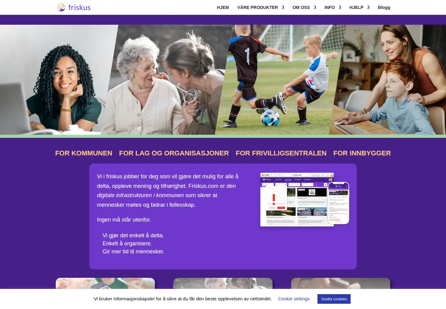 Screenshot of friskusas.no