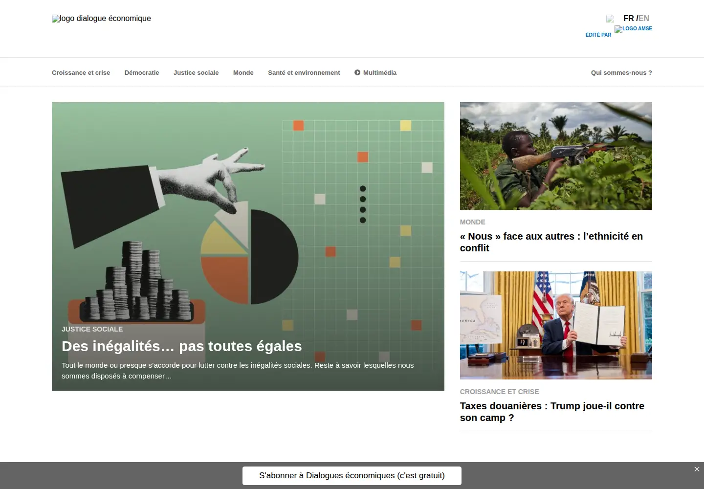 Captured homepage of dialogueseconomiques.fr in the current scan